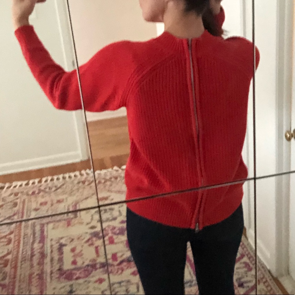 Red Zipper Back Sweater - Picture 4 of 7